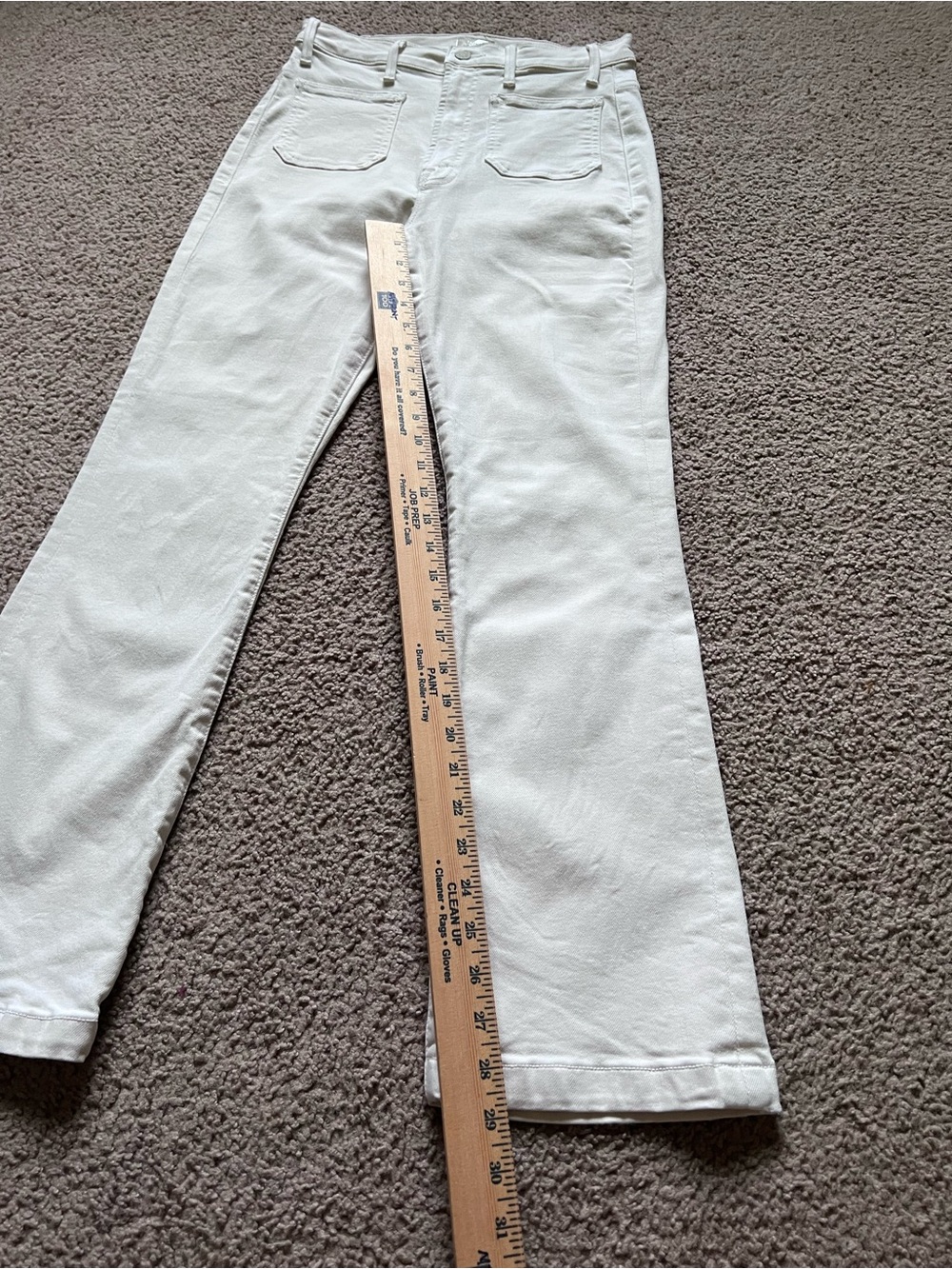 MOTHER The Hustler Patch Pocket Flood Jeans Cream Puffs Off-White Flare 28 - Picture 8 of 12
